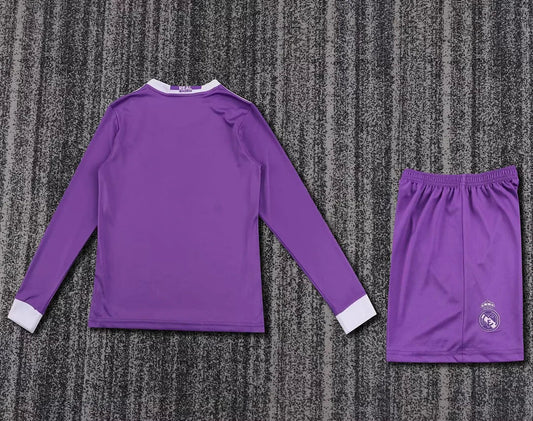 2016/2017 Retro Long Sleeve Real Madrid Away Football Shirt Kids Size