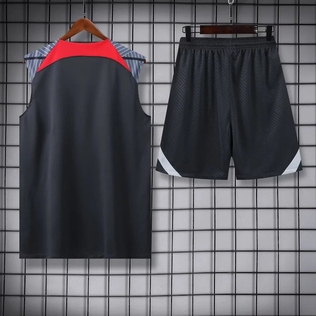 2024/2025 Liverpool Pre-match Training Black Jersey+Shorts
