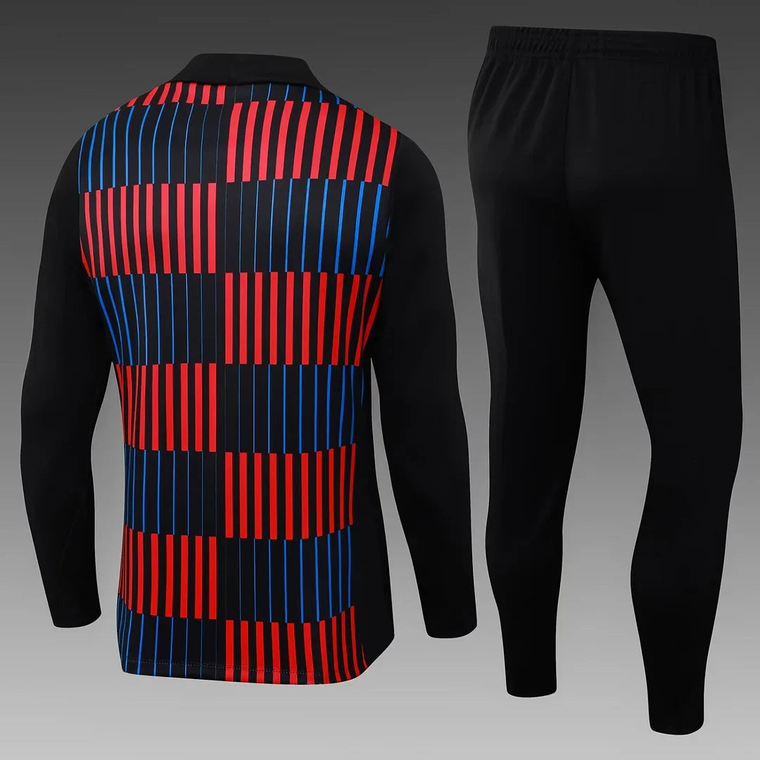 2024/2025 Barcelona Half-Pull Stripe Red-Blue Tracksuit