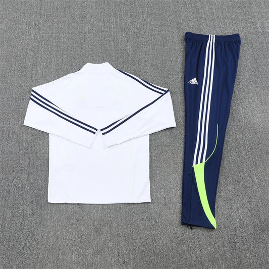 2025/2026 Real Madrid White and Blue Half-Pull Tracksuit
