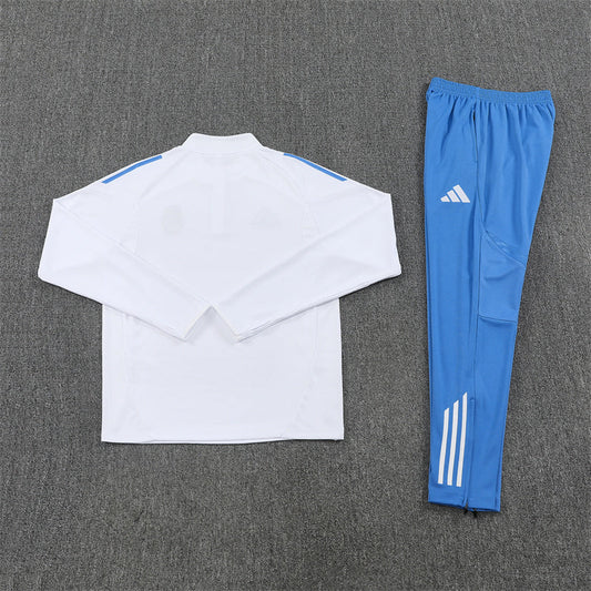 2025/2026 Real Madrid Half-Pull White and Blue Tracksuit