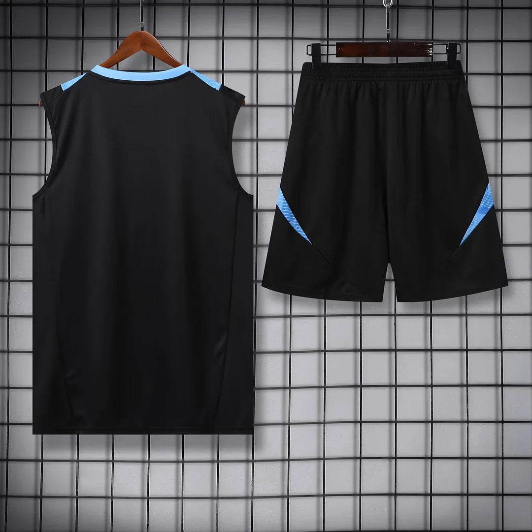2024 Argentina Pre-match Training Black Jersey+Shorts