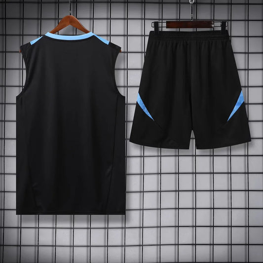 2024 Argentina Pre-match Training Black Jersey+Shorts