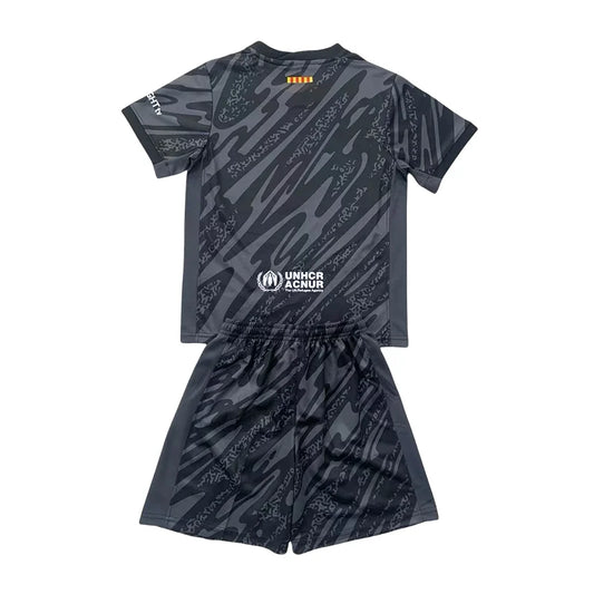 2024/2025 Barcelona Black Goalkeeper Football Shirt Kids Size