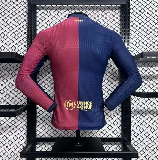 2024/2025 Long Sleeve Barcelona Home Football Shirt - Player Version