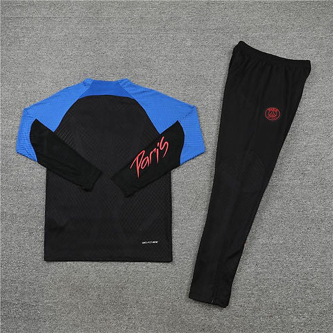 2023/2024 PSG Paris Saint-Germain Black Blue Half-Pull Tracksuit