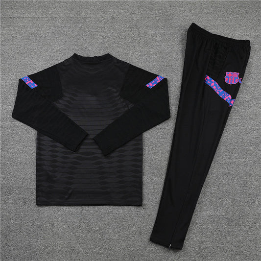 2021/2022 Barcelona Half-Pull Black Tracksuit