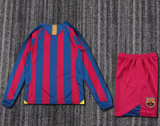 2005/2006 Retro Long Sleeve Barcelona Home Football Shirt Kids Size