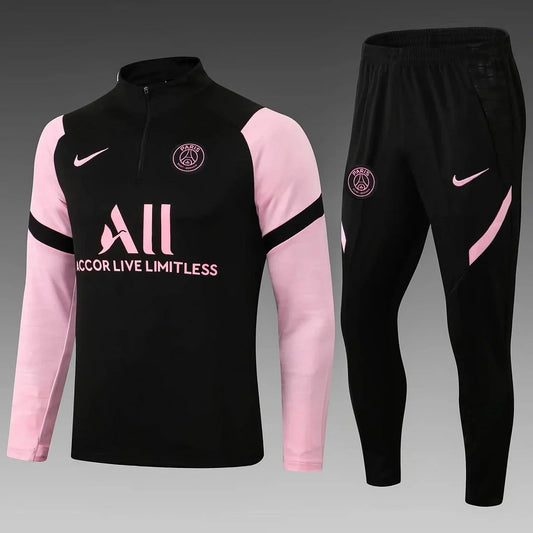 2021/2022 Psg Paris Saint-Germain Half-Pull Black Pink Sleeves Tracksuit