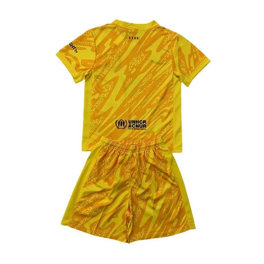2024/2025 Barcelona Yellow Goalkeeper Football Shirt Kids Size