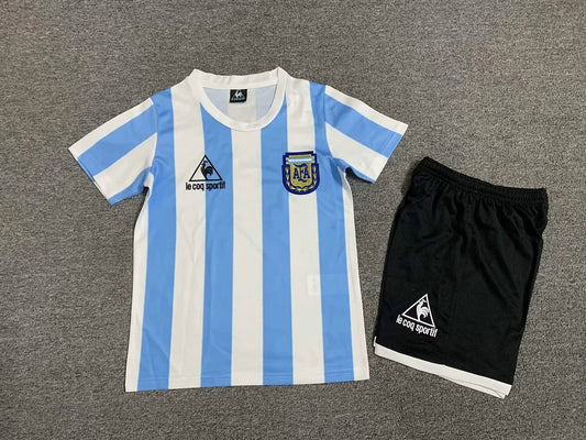 1986 Retro Argentina National Team Home Football Shirt Kids Size