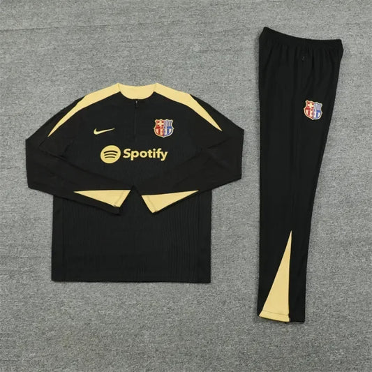 2024/2025 Barcelona Half-Pull Black Gold Tracksuit