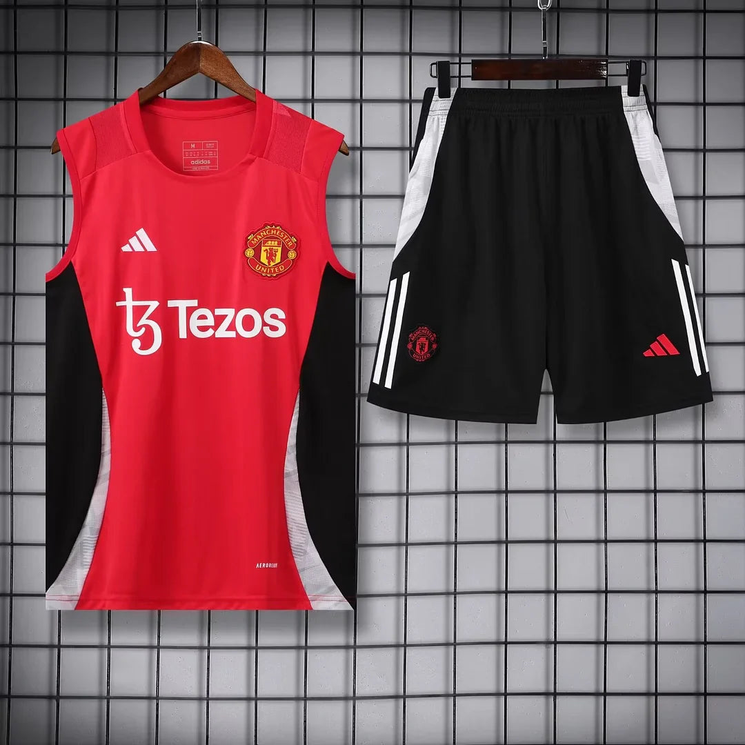 2024/2025 Manchester United pre-match training Red Jersey+Shorts