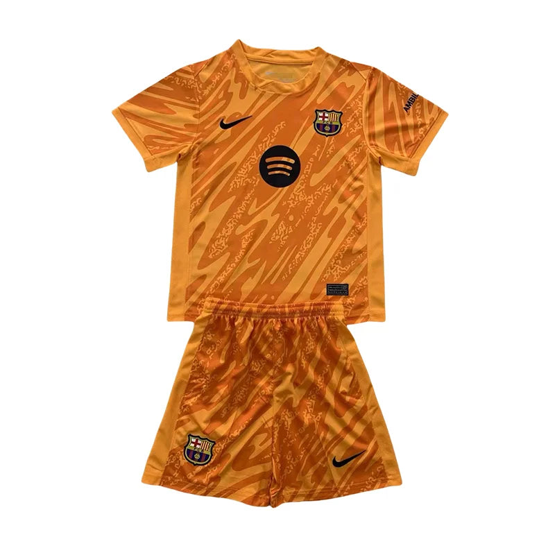 2024/2025 Barcelona Orange Goalkeeper Football Shirt Kids Size