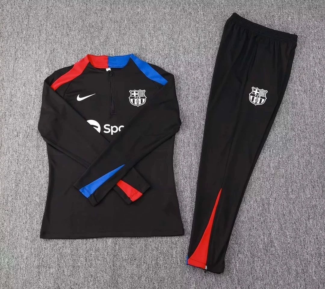 2024/2025 Barcelona Half Pull Black Tracksuit