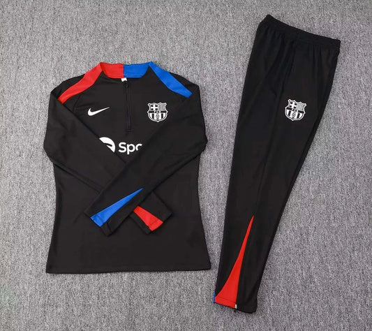 2024/2025 Barcelona Half Pull Black Tracksuit