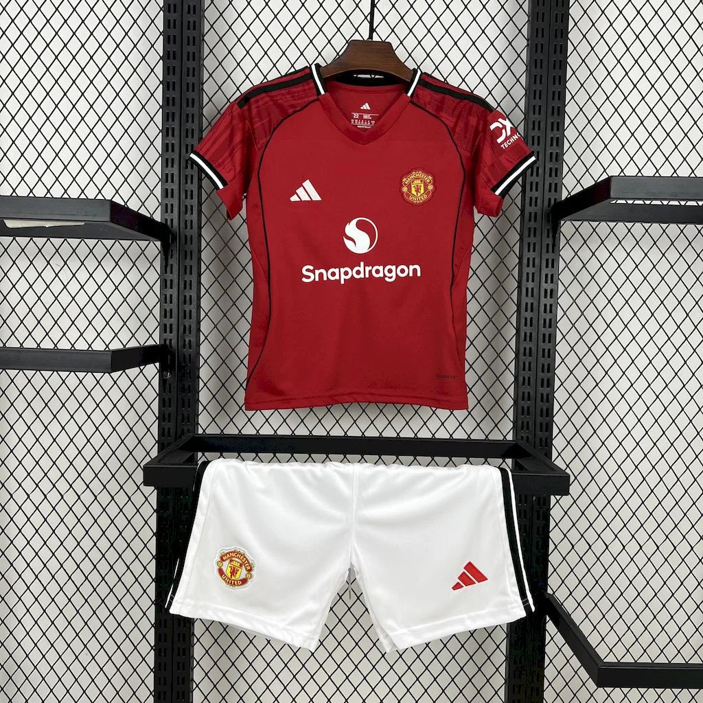 2025/2026 Manchester United Home Football Shirt Kids Size