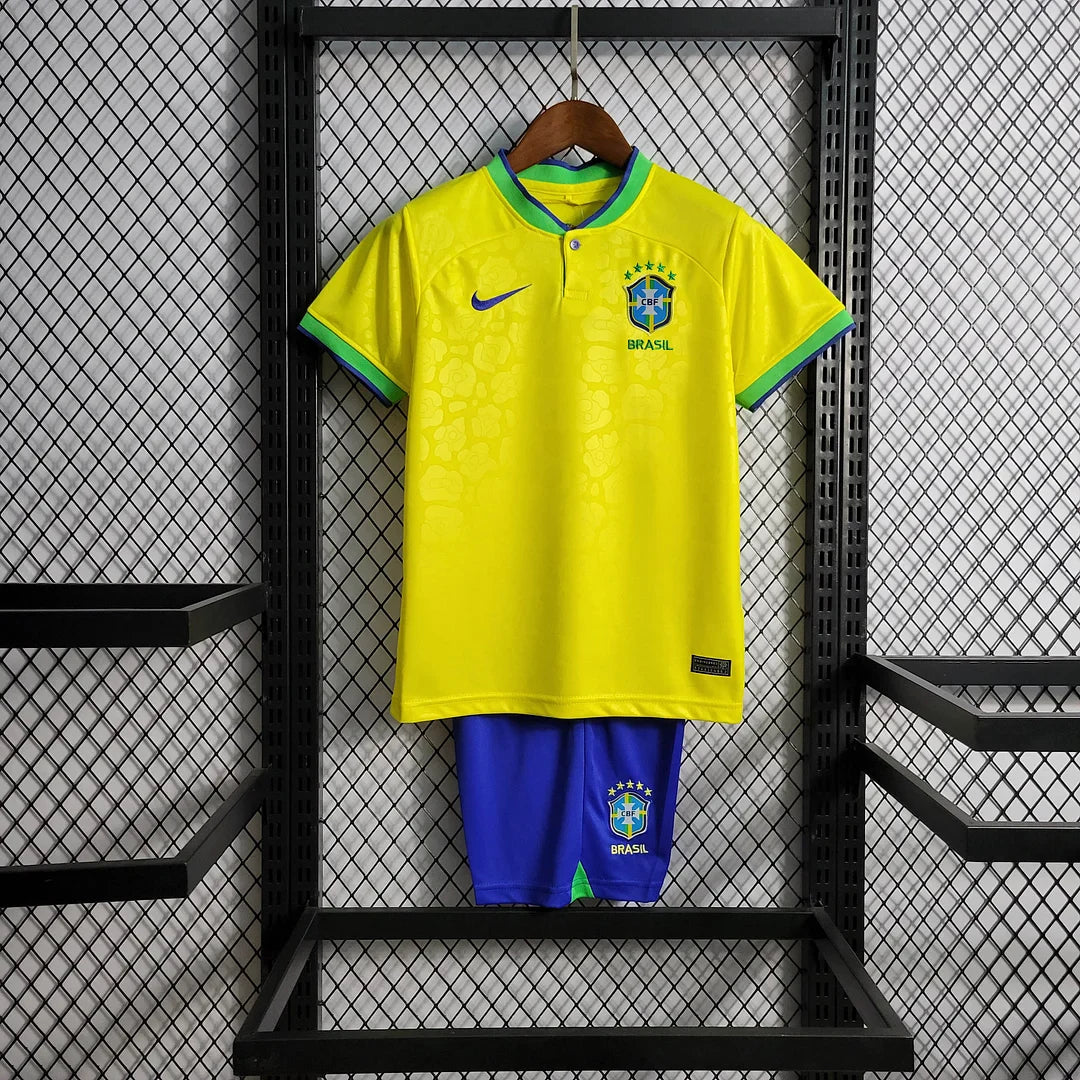 2022 World Cup Brazil Kids Size Home Football Shirt Kids Size