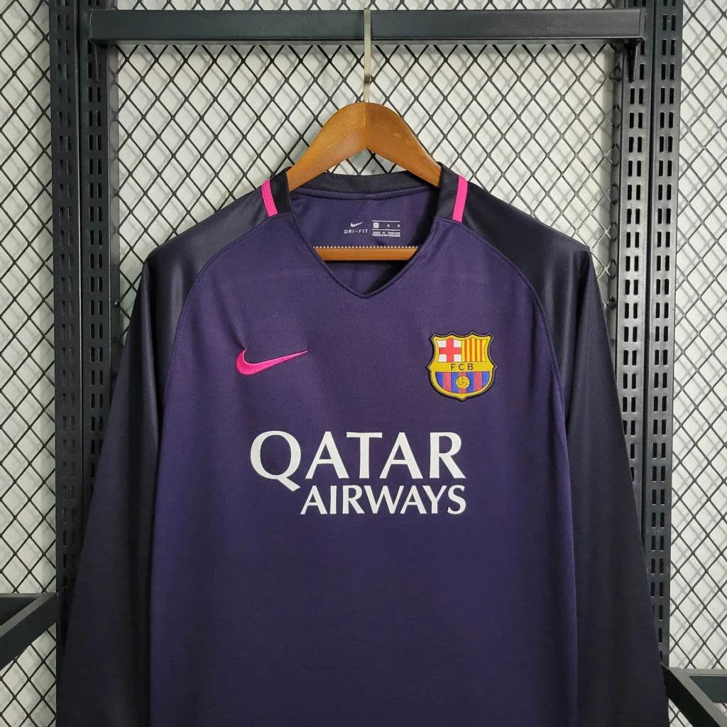 2016/2017 Retro Long Sleeve Barcelona Away Football Shirt