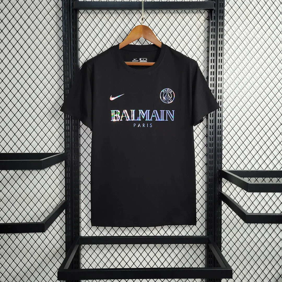 2023/2024 Paris Saint-Germain Black Balmain Shirt