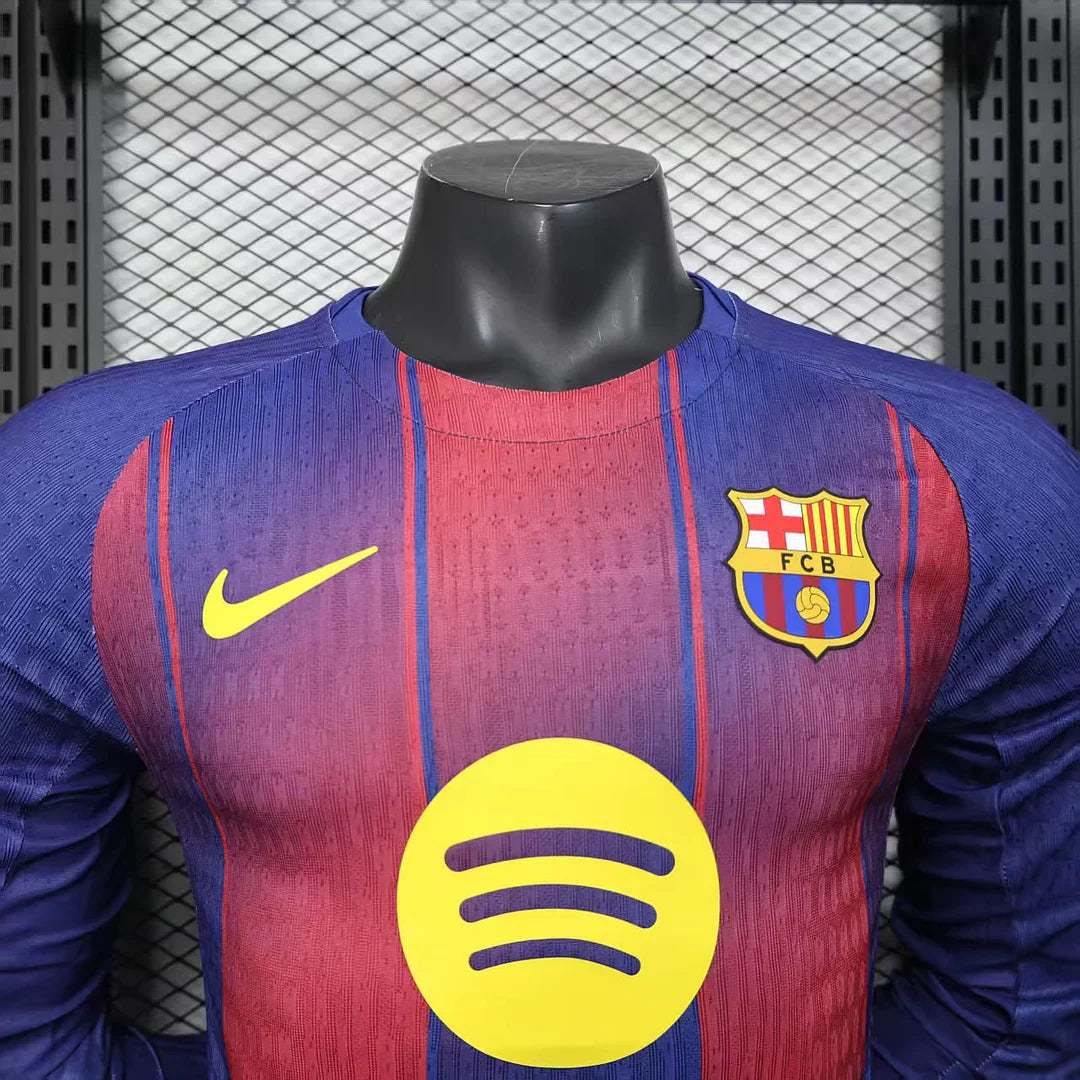 2025/2026 Long Sleeve Barcelona Home Football Shirt - Player Version
