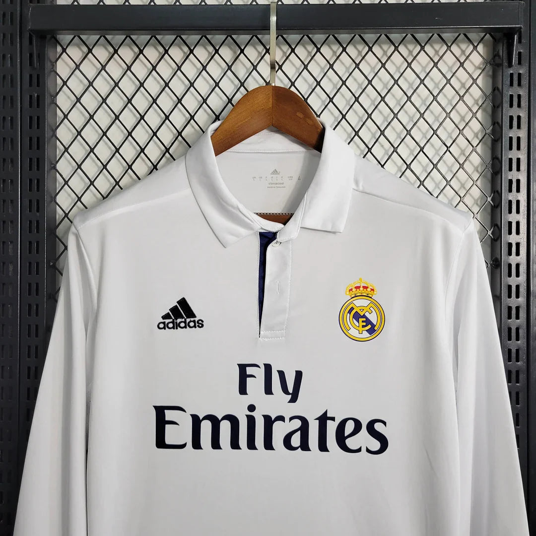 2016/2017 Retro Long Sleeve Real Madrid Home Football Shirt