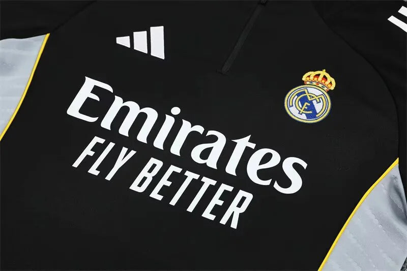 2025/2026 Real Madrid Black Half-Pull Tracksuit