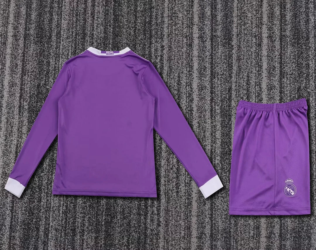 2016/2017 Retro Long Sleeve Real Madrid Away Football Shirt Kids Size