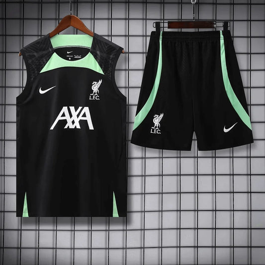 2023/2024 Liverpool pre-match training Black Jersey+Shorts