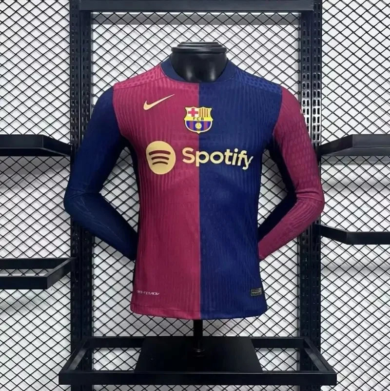 2024/2025 Long Sleeve Barcelona Home Football Shirt - Player Version