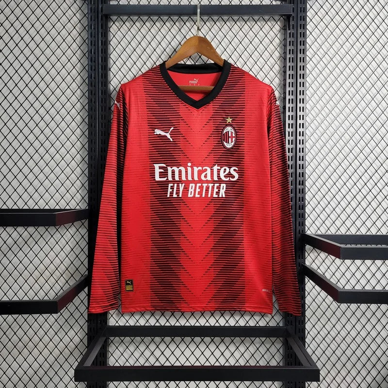 2023/2024 Long Sleeve AC Milan Home Football Shirt