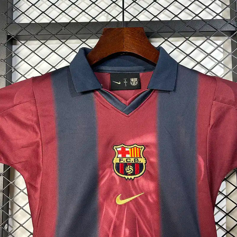 Barcelona x Travis Scott Retro 2000/01 Home Skeleton Football Shirt Kids Size