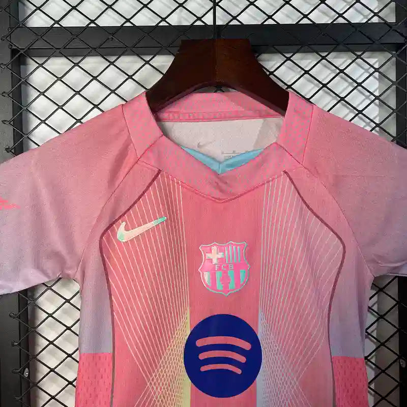 2025/2026 Barcelona Special Edition Pink Football Shirt Kids Size