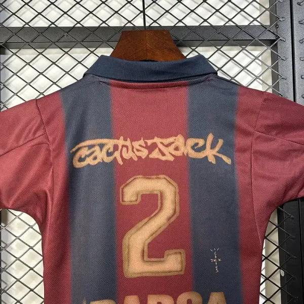 Barcelona x Travis Scott Retro 2000/01 Home Skeleton Football Shirt Kids Size
