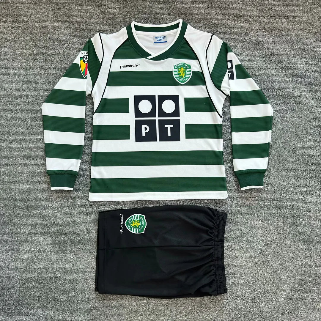 2001/2003 Retro Long Sleeve Sporting Lisbon Home Football Shirt Kids Size