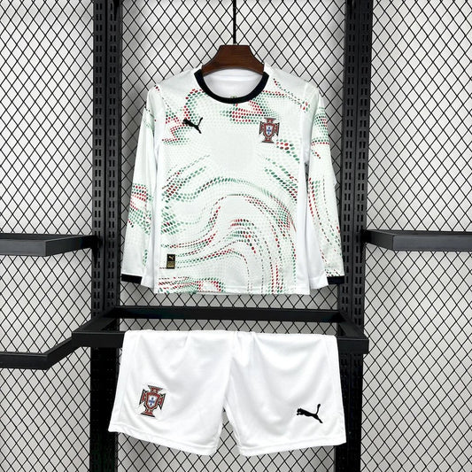 2025 Long Sleeve Portugal Away Football Shirt Kids Size