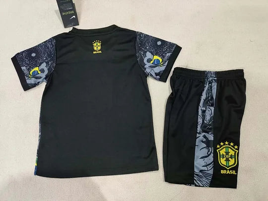 2024 Brazil Special Edition Jesus Black Gray Football Shirt Kids Size