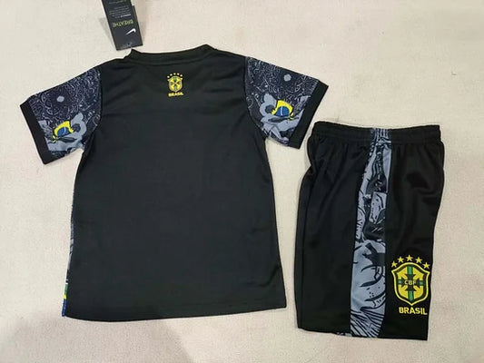 2024 Brazil Special Edition Jesus Black Gray Football Shirt Kids Size