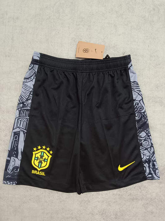 2024 Brazil Special Edition Black Gray Football Shorts