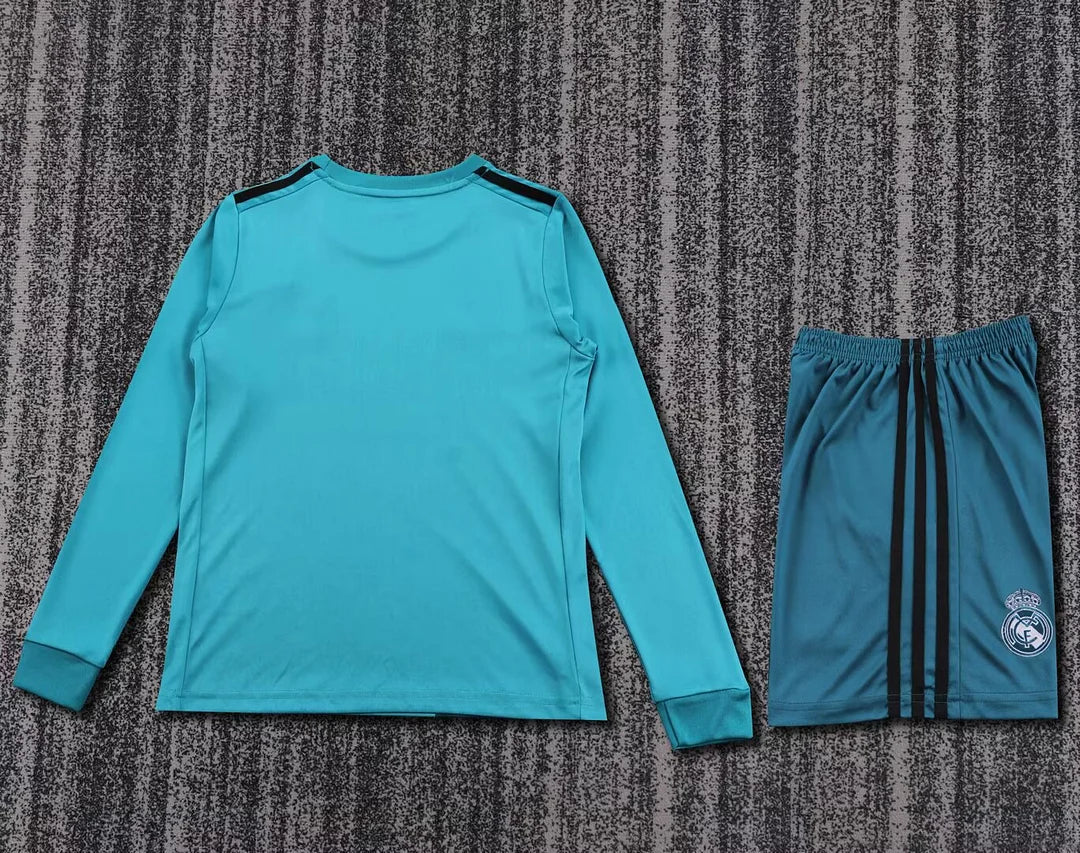 2017/2018 Retro Long Sleeve Real Madrid Third Away Football Shirt Kids Size