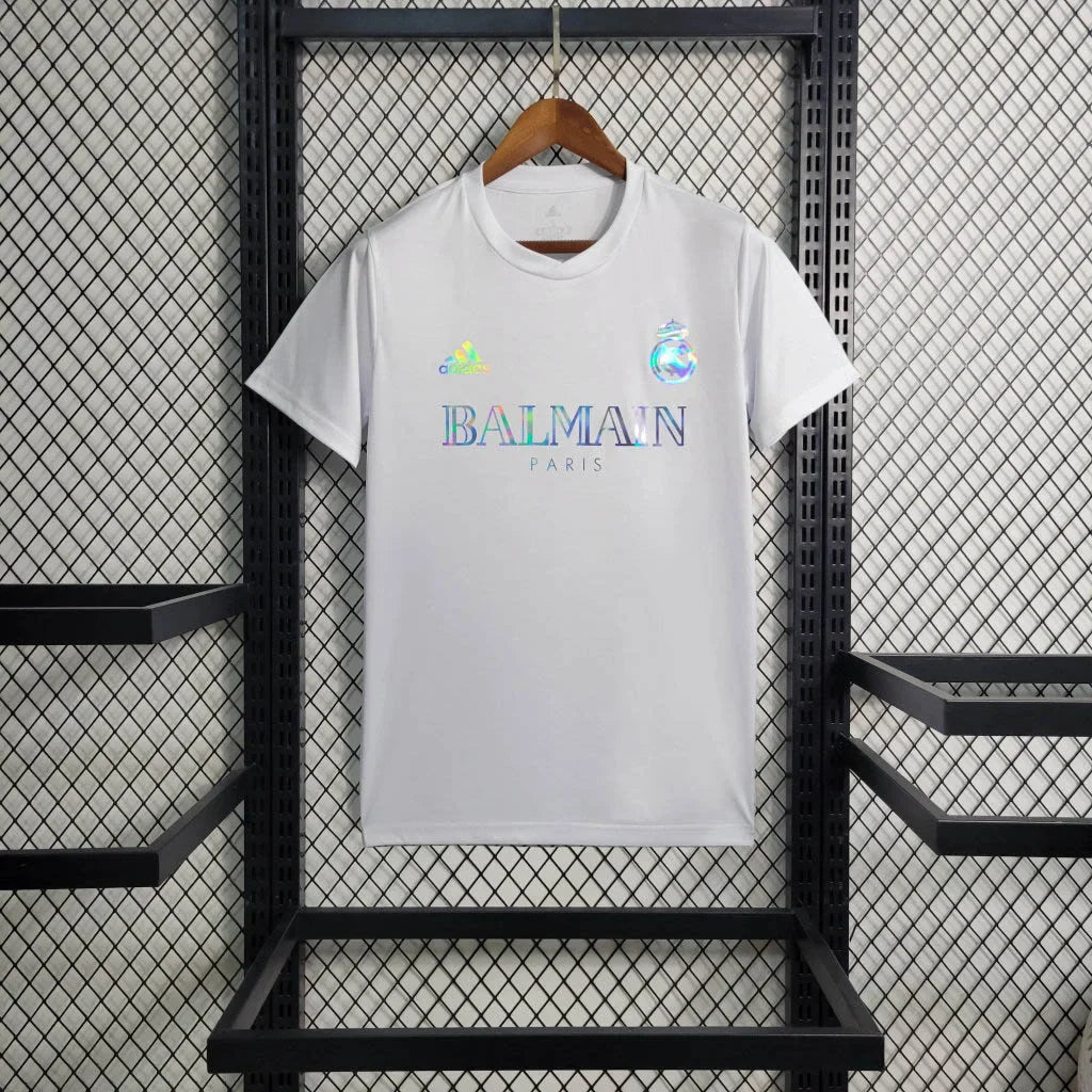 2023/2024 Real Madrid Reflective Balmain White Football Shirt