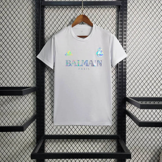 2023/2024 Real Madrid Reflective Balmain White Football Shirt