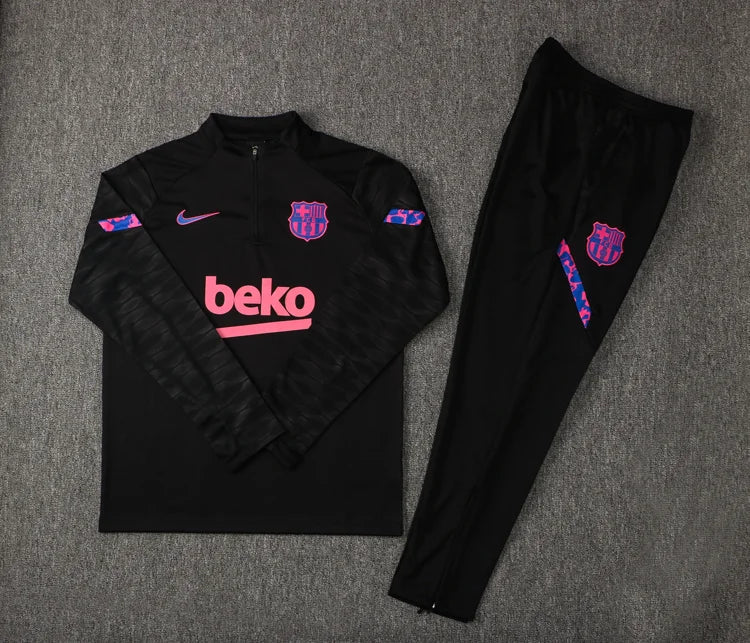 2021/2022 Barcelona Half-Pull Black Tracksuit