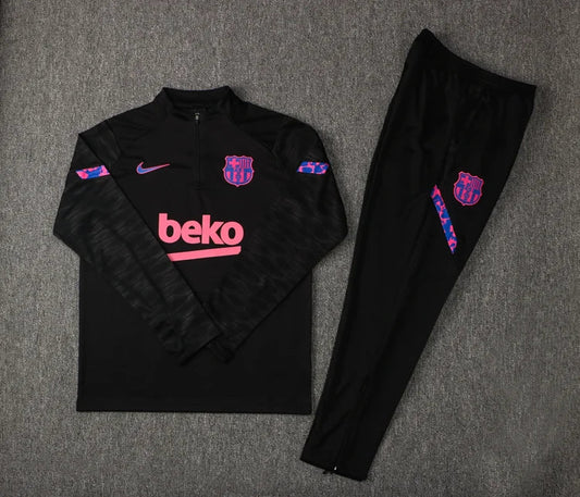2021/2022 Barcelona Half-Pull Black Tracksuit