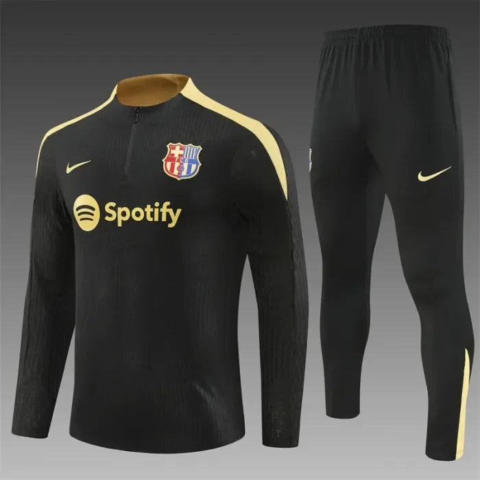2024/2025 Barcelona Half-Pull Black Gold Tracksuit