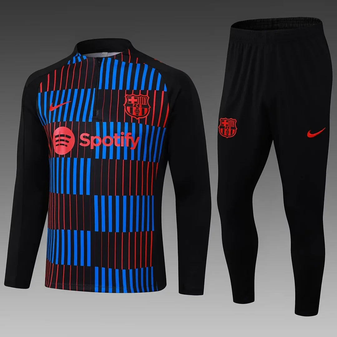 2024/2025 Barcelona Half-Pull Stripe Red-Blue Tracksuit
