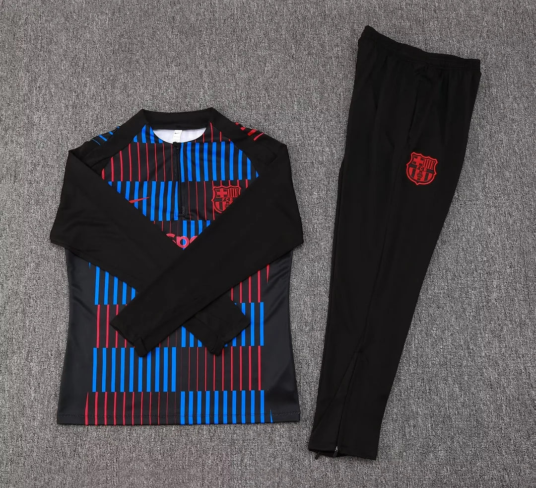 2024/2025 Barcelona Half-Pull Stripe Red-Blue Tracksuit