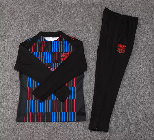 2024/2025 Barcelona Half-Pull Stripe Red-Blue Tracksuit