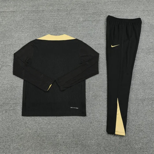 2024/2025 Barcelona Half-Pull Black Gold Tracksuit