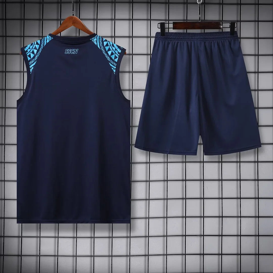 2024/2025 Napoli pre-match training Black Jersey+Shorts